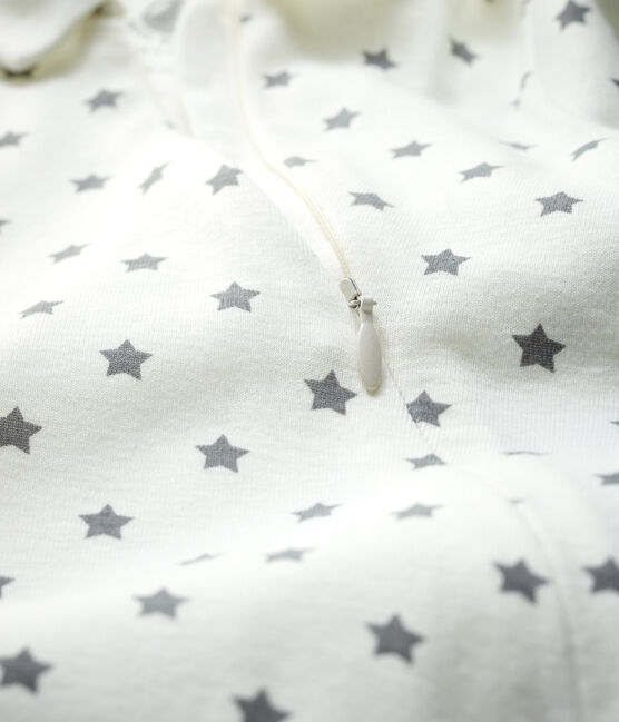 Dors-bien sans pieds à étoiles bébé en coton biologique blanc MARSHMALLOW/gris GRIS