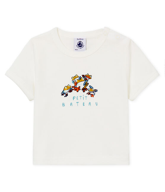 Tee-shirt manches courtes à motif bébé garçon blanc MARSHMALLOW