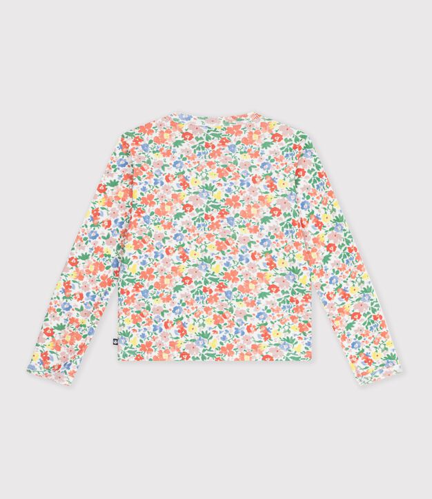 Katoenen kindercardigan met bloemenprint wit/multicouleur