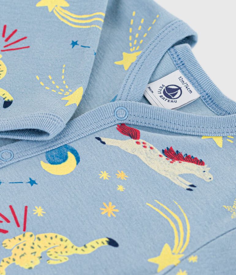 Katoenen babypyjama zonder voetjes met print blauw/multicouleur