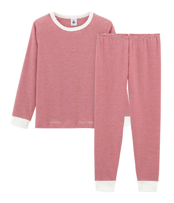 Pyjama petit garçon en côte rouge TERKUIT/blanc MARSHMALLOW