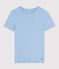 Dames-T-shirt van effen katoen met korte mouwen blauw FLO