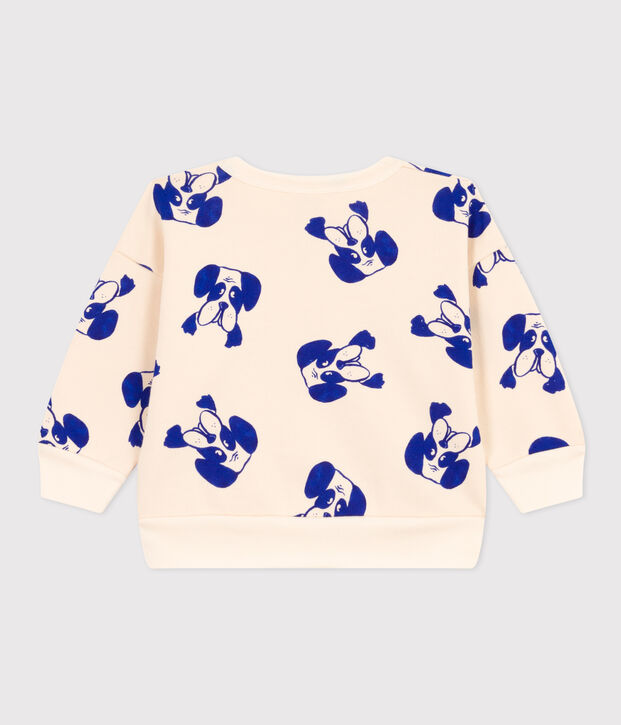 Sweatshirt in molton met print voor baby's. ecru/multicouleur