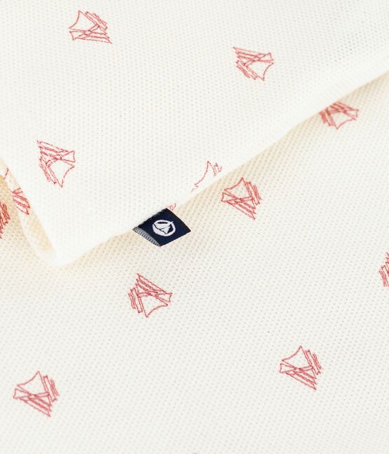 Katoenen polo met korte mouwen en vintage bootjesprint voor baby's rood MILK/ POMPEI