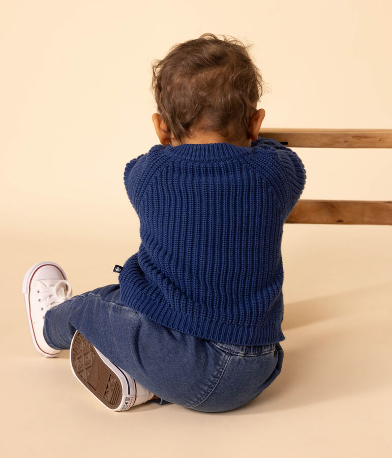 Cardigan en tricot de coton b&eacute;b&eacute; bleu INCOGNITO