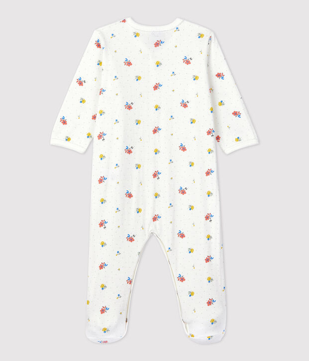 Dors-bien b&eacute;b&eacute; fleuri en coton biologique blanc/multicouleur