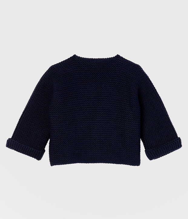 Cardigan en tricot de coton biologique b&eacute;b&eacute; bleu marine