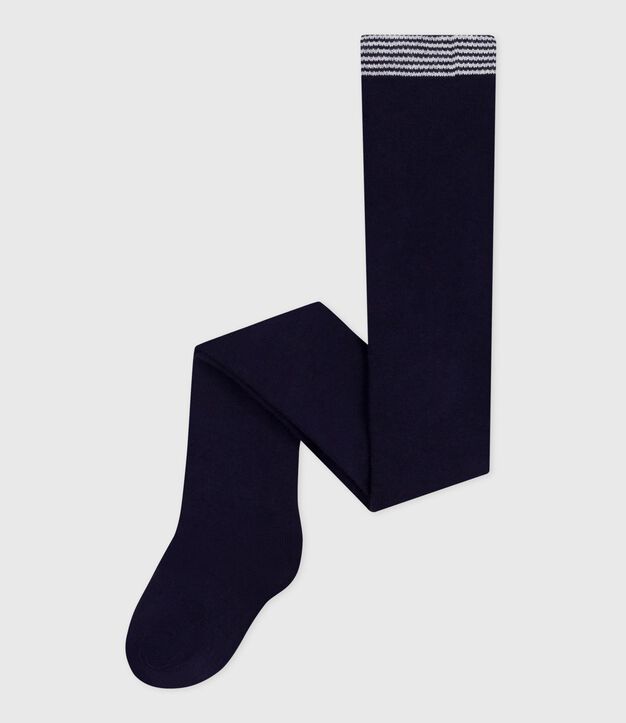 Collants b&eacute;b&eacute; en coton unis bleu marine