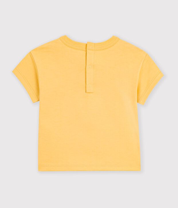 Tee-shirt b&eacute;b&eacute; en coton manches courtes uni &agrave; motif jaune