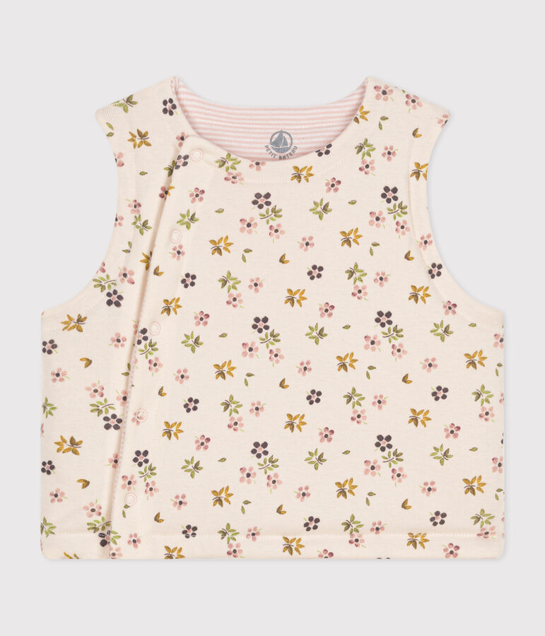 GILET SANS MANCHE REVERSIBLE EN COTON B&Eacute;B&Eacute; &eacute;cru/marron