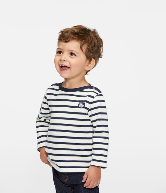 Marinière iconique bébé mixte beige COQUILLE/bleu SMOKING
