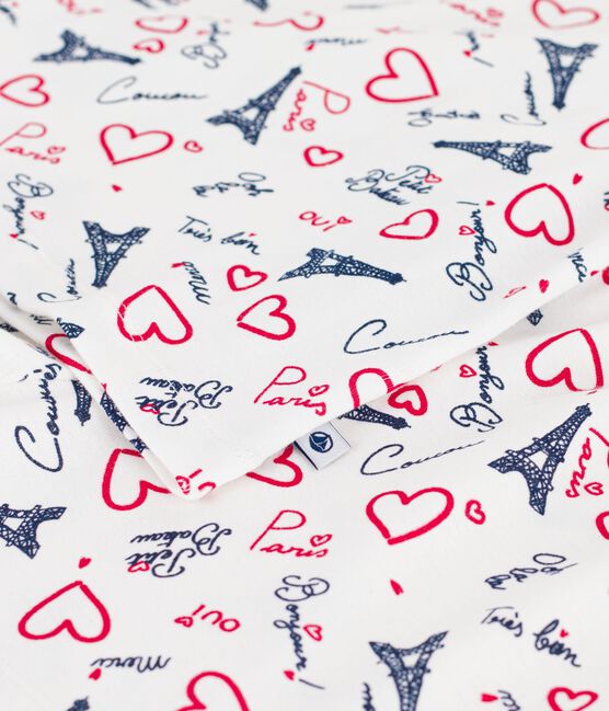 Pyjama short enfant en coton imprimé Paris blanc MARSHMALLOW/blanc MULTICO