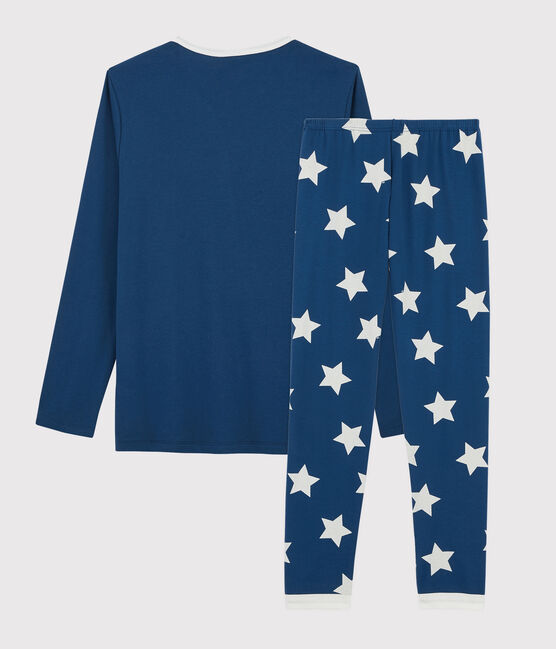 Pyjama à étoiles mixte en côte bleu MAJOR/blanc ECUME
