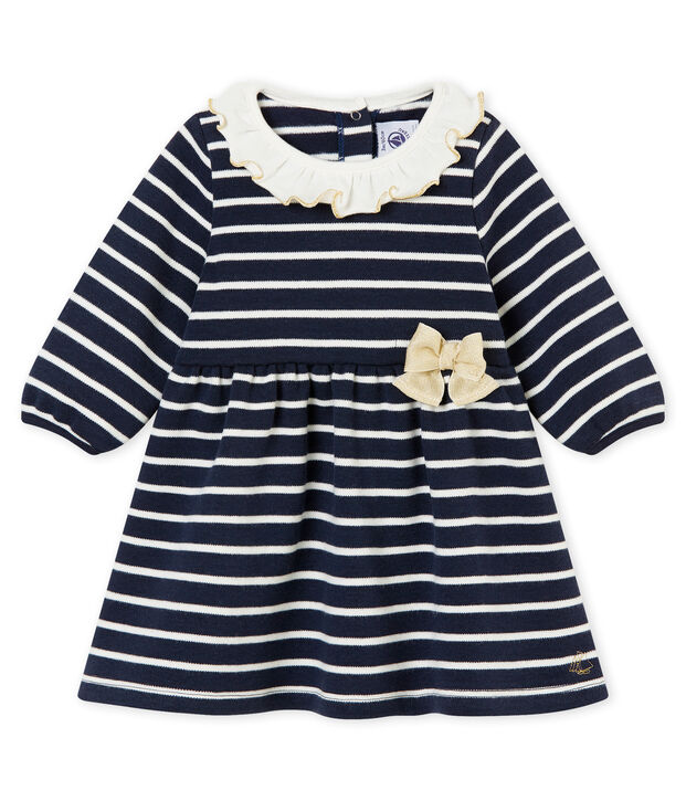 Marinegestreepte jurk voor babymeisjes blauw/wit