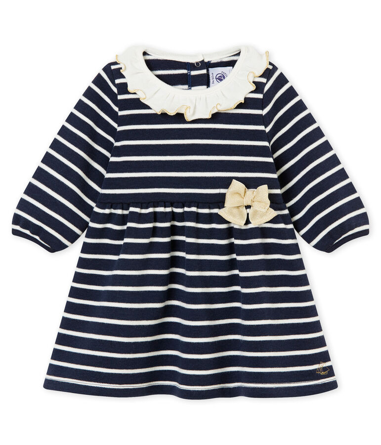 Robe rayure marini&egrave;re b&eacute;b&eacute; fille bleu SMOKING/blanc MARSHMALLOW