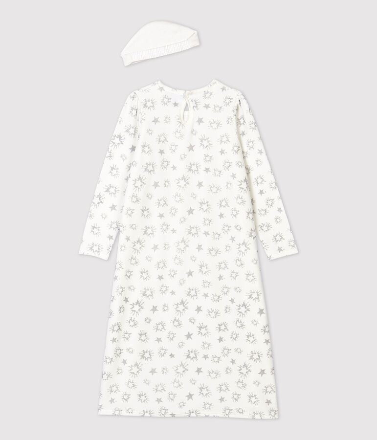Meisjes prinsessennachthemd van fluweel wit/grijs