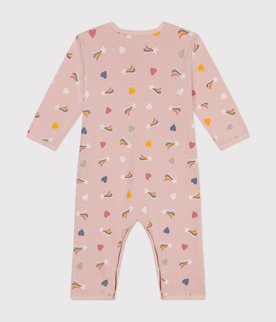Katoenen babypyjama zonder voetjes met print roze SALINE/wit MULTICO