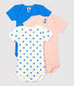 Set van 3 body's met blauwe hartjes en korte mouwen