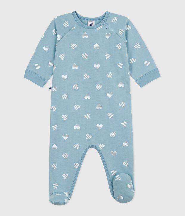 Pyjama b&eacute;b&eacute; en molleton gratt&eacute; imprim&eacute; c&oelig;urs bleu/blanc