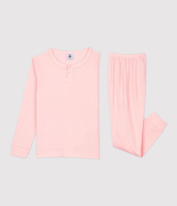 Pyjama uni  en coton et lyocell enfant rose