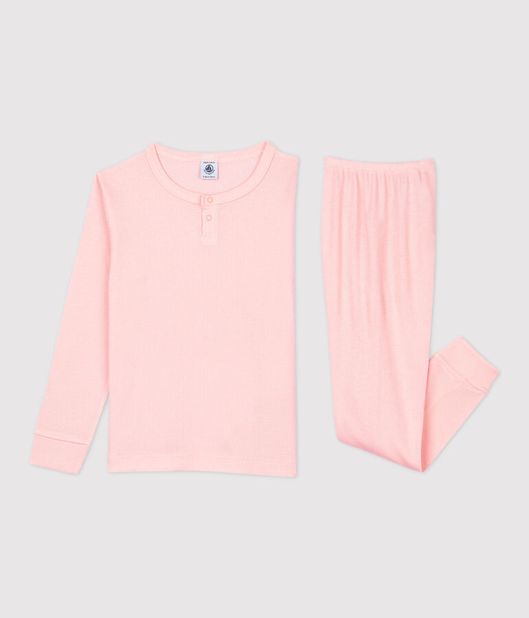 Pyjama uni  en coton et lyocell enfant rose