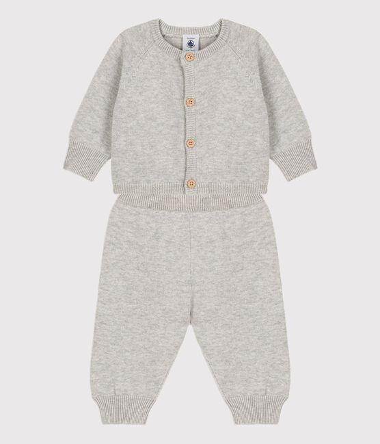Ensemble 2 pièces bébé en tricot laine et coton gris BELUGA CHINE