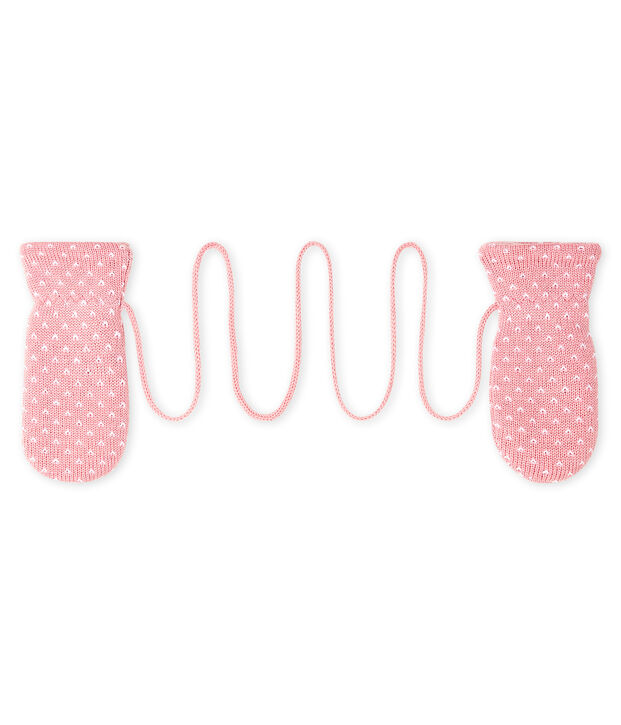 Moufles b&eacute;b&eacute; mixte doubl&eacute;es polaire rose/blanc