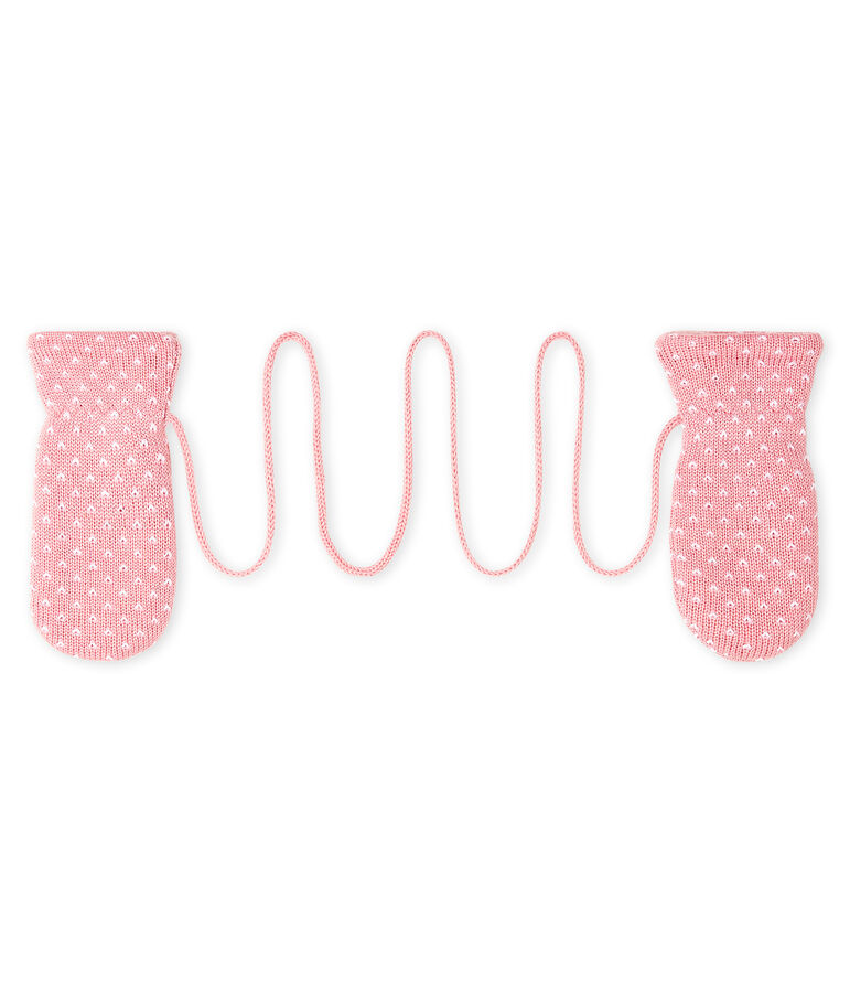 Moufles b&eacute;b&eacute; mixte doubl&eacute;es polaire rose/blanc