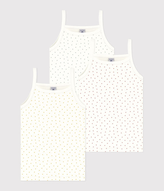 Lot de 3 chemises à bretelles petits coeurs en coton petite fille variante 1