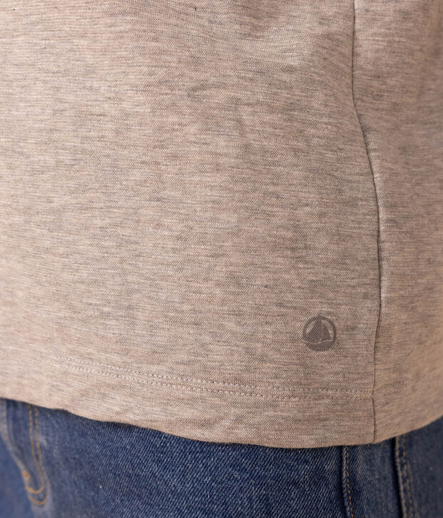 LE DROIT, katoenen T-shirt voor dames met rolkraag grijs