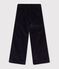 Pantalon wide leg enfant en velours bleu marine