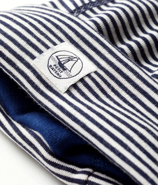 Bonnet naissance anti-ondes bleu SMOKING/blanc ECUME