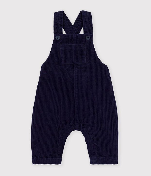 Salopette b&eacute;b&eacute; en velours jambes longues unie bleu marine