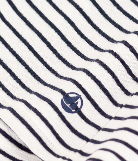 L'Iconique, gestreept katoenen T-shirt met V-hals voor dames wit MARSHMALLOW/blauw SMOKING