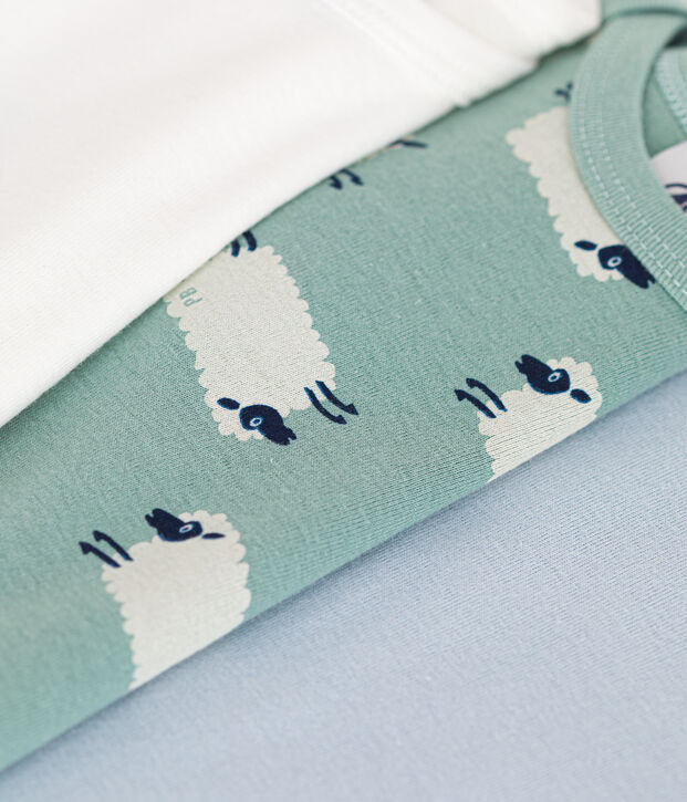 Setje met 3 katoenen rompertjes met lange mouw en schaapjesprint voor baby's multicouleur