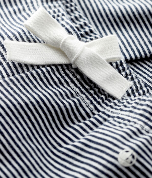 Pantalon milleraies b&eacute;b&eacute; fille bleu/blanc