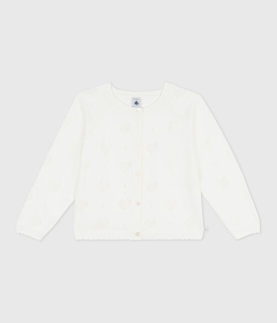 Cardigan enfant en coton uni blanc MARSHMALLOW