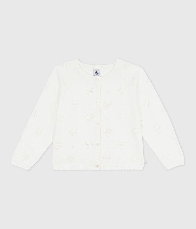 Cardigan enfant en coton uni blanc