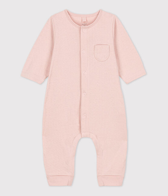 Combinaison longue unie en tubique bio bébé rose SALINE
