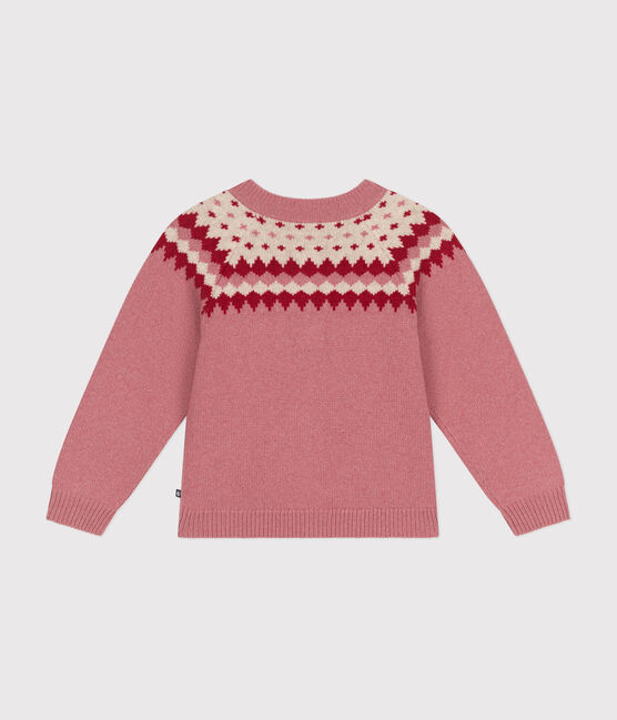 Cardigan van jacquard uit wol en katoen voor meisjes roze ROSEWOOD/ AVALANCHE