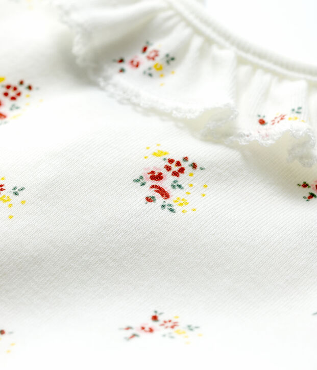 Babybody met korte mouwen en kraagje wit/multicouleur