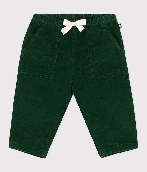 Pantalon b&eacute;b&eacute; en velours uni vert