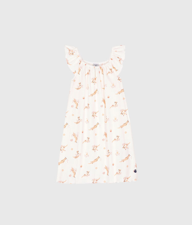 Chemise de nuit &agrave; manches courtes blanc/orange/multicouleur