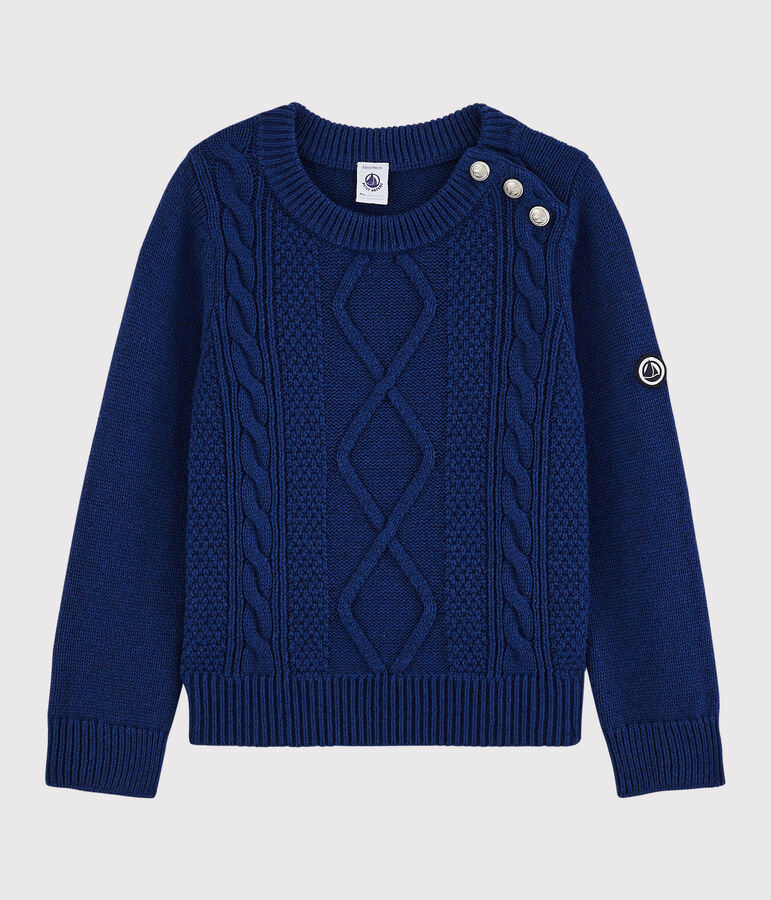 Pull laine et coton enfant gar&ccedil;on bleu