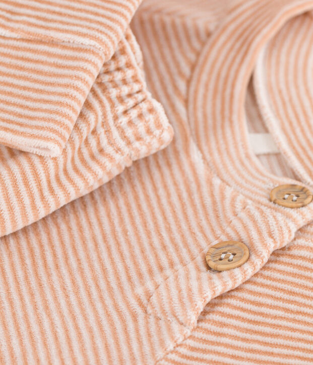 Tweedelig babysetje van velours uit katoen beige/wit