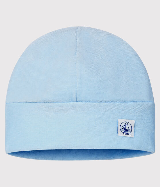 Fluwelen babymutsje in biokatoen blauw TOUDOU