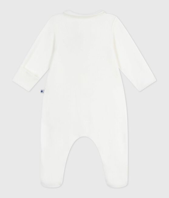 Pyjama bébé en velours à col uni blanc MARSHMALLOW