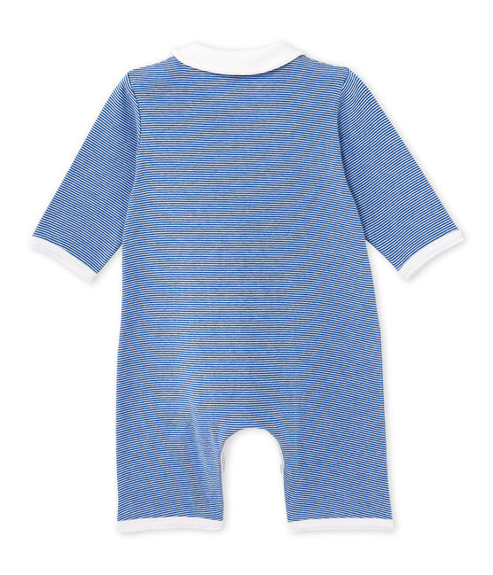 Combinaison bébé garçon rayé milleraies bleu DELFT/blanc ECUME