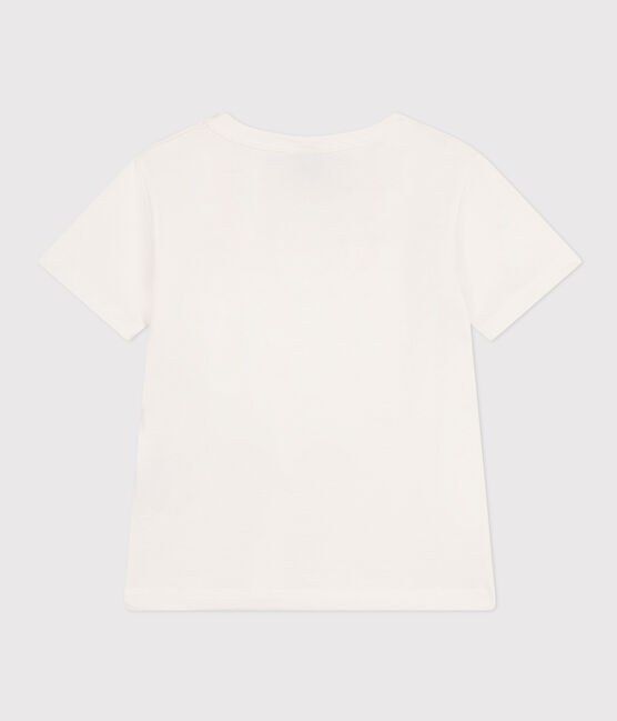 T-shirt met print van lichte jersey voor jongens wit MARSHMALLOW