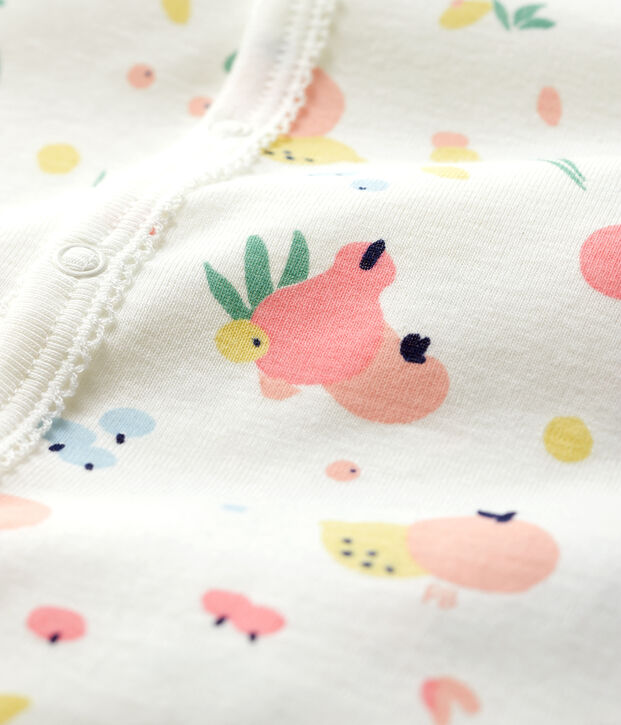 Dors-bien &agrave; pieds amovibles b&eacute;b&eacute; fille en coton blanc/multicouleur